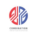 Combination concept logo template design. Union, cooperation, communication, alliance, connection, integration creative sign.