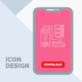 Combination, data, database, electronic, information Line Icon in Mobile for Download Page