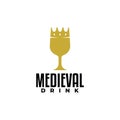 Combination of an elegant drink glass with a king or queen crown. unique logo for any business who related with a drink and