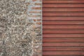 combination gravel wall rolling shutter background. High quality photo