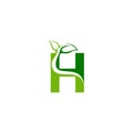 Combination of green leaf and initial letters H logo design vectors