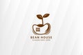 Combination of home, bean and seed of tree as plant house logo