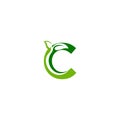 Combination of leaf and initial letters C logo design vectors
