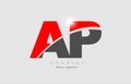 combination letter ap a p in grey red color alphabet for logo icon design