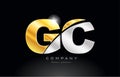 combination letter gc g c alphabet with gold silver grey metal logo