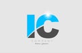 combination letter ic i c in grey blue color alphabet for logo icon design