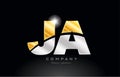 combination letter JA J A alphabet with gold silver grey metal logo