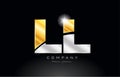 combination letter LL L L alphabet with gold silver grey metal logo