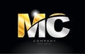 combination letter mc m c alphabet with gold silver grey metal logo