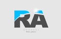 combination letter ra r a in grey blue color alphabet for logo icon design