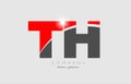 combination letter th t h in grey red color alphabet for logo icon design Royalty Free Stock Photo