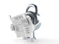 Combination lock character reading a newspaper Royalty Free Stock Photo