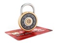 Combination lock on credit card Royalty Free Stock Photo