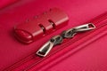 combination lock on a pink suitcase Royalty Free Stock Photo