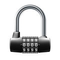 Combination lock, school locker room code padlock icon, keyless cylindrical lock