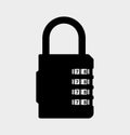 Combination Lock Silhouette, Simple Digit Combination Padlock