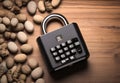 Combination lock on a white background