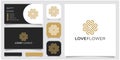 Combination love and flower logo design gold color. design inspiration business card and icon app