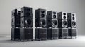 The combination of multiple highpowered amplifiers and subwoofers in this sound system creates a dynamic and Royalty Free Stock Photo