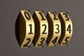 Combination number lock,metallic code mechanism. 3D illustration