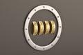 Combination number lock,metallic code mechanism. 3D illustration