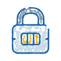 Combination padlock drawing representing security and safety concept Royalty Free Stock Photo