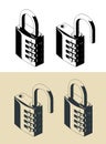Combination padlock illustrations Royalty Free Stock Photo