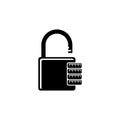 Combination Padlock, Password Code Lock. Flat Vector Icon illustration. Simple black symbol on white background. Combination Royalty Free Stock Photo