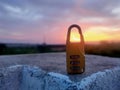 Combination padlock with sky background
