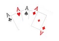 The combination of playing cards poker casino, Isolated on white background, aces Royalty Free Stock Photo