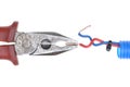Combination pliers with electrical wire Royalty Free Stock Photo