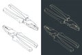 Combination pliers isometric blueprints