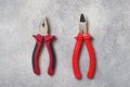 Combination pliers. Tools for cutting solid materials and multiwire cables. Professional ergonomic tools Royalty Free Stock Photo