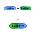 Combination of probiotic and prebiotic. A symbiotic. synbiotic. Capsules are blue and green. intestinal and vaginal dysbiosis.