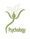 The combination of a psychological symbol of PSI and a flower. Design concept for psychotherapy. The analogy of the bud bloom is Royalty Free Stock Photo