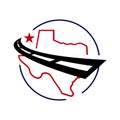 Combination of road icon and texas map logo vector element illustration Royalty Free Stock Photo