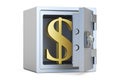 Combination safe box with symbol of dollar, 3D rendering Royalty Free Stock Photo