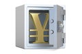 Combination safe box with symbol of yen or yuan, 3D rendering