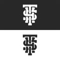 Combination three letters S, T, H logo initials monogram, set black and white overlapping intersection linear identity symbols