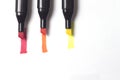 Combination of three marker pens on white Royalty Free Stock Photo