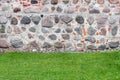Combination of two textures - stone wall and trimmed grass