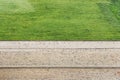 Combination of two textures - trimmed grass and brown brick wall