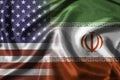 Combination USA flag and Iran flag for United state of America and Iran have politic conflict in nuclear weapons and Strait of Royalty Free Stock Photo