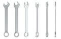 Combination wrenches front and side views. 3D rendering Royalty Free Stock Photo