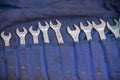 Combination wrenches with rings and open ends Royalty Free Stock Photo