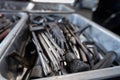 Combination wrenches, spanner, diverse wrench tools in garage