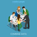 Combine data to create graphic report flat 3d vector isometric