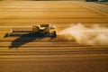 Combine harvest wheat field top view. Generate Ai Royalty Free Stock Photo