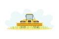 Combine harvester agricultural farming machinery vector illustration on white background