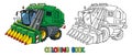 Funny combine harvester with eyes. Coloring book Royalty Free Stock Photo